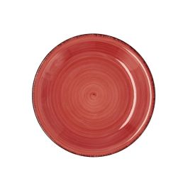 Quid Plato Postre Cerámico Coral Vita 19 cm Rojo Juego de 12 Unidades Pintado a Mano, Apto para Lavavajillas y Microondas, Apilable