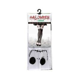 Medias Blancas con Calaveras y Rayas Negras Estilo Esqueleto para Halloween y Fiestas Temáticas