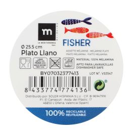 Plato Llano Melamina Brillo Fisher 25.5 cm La Mediterranea (24 Unidades) Plato Llano Melamina Brillo Fisher 25.5 cm La Mediterranea (24 Unidades)