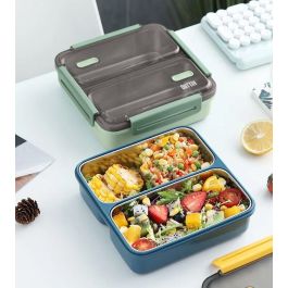 Thermosport Fiambrera de Plástico y Acero con 2 Compartimentos para Microondas - 19.8 x 19.8 x 6.3 cm (6 Unidades)