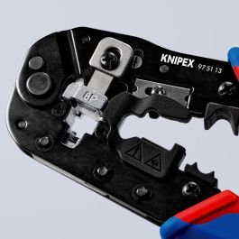 Knipex 97 51 13 Herramienta para prensar RJ-45 Crimpzange para Westernstecker, Negro/Azul/Rojo, 191mm