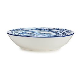Plato Hondo Vessia MB19A3182-SB MB19A3182-SB Azul Blanco Porcelana Rayas 20 x 4,7 x 20 cm (6 Unidades)