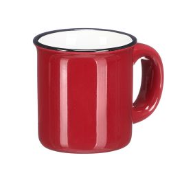 Vessia Taza Cafe 90 ml con Asa y Borde Negro, Colores Oscuros Surtidos, Ceramica, 9x6.5x6 cm (Set de 48)