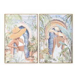 DKD Home Decor Cuadro de Pared Tropical Decorativo en Lienzo y PS, Tonos Azul y Verde, Dimensiones 120x80x3.5 cm, Set de 2 Unidades Precio: 128.58999967. SKU: B14ATAXRKE
