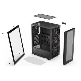 Endorfy Ventum 200 Air TG Negra Torre PC con Ventana de Vidrio Templado y Panel Frontal de Malla para Óptimo Flujo de Aire