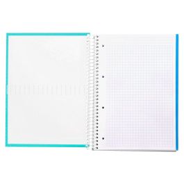 Cuaderno Espiral Liderpapel A4 Micro Crafty Tapa Forrada 120H 90 gr Cuadro 5 mm 5 Bandas 4 Taladros Color Turquesa