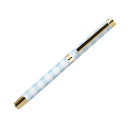Belius Roller Pen Picnic Collection, Aluminio Azul Celeste Dorado, Tinta Negra 0.7 mm, Caja de Diseño