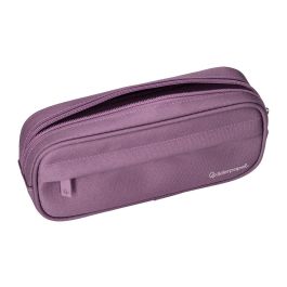 Estuche Portatodo Liderpapel Classic Ovalado 2 Cremalleras Con Bolsillo Delantero 210x90 mm Morado Empolvado