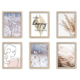 DKD Home Decor Cuadro Scandi Multicolor 60 x 40 cm Lienzo Pino Set de 6