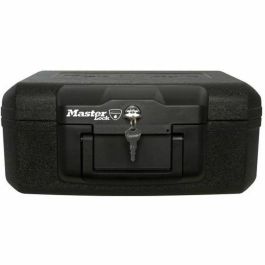Master Lock Caja fuerte ignífuga transportable de 5L para documentos, USB y soportes multimedia, con cerradura de llave, negra.