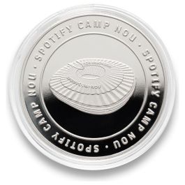 FC Barcelona Moneda Conmemorativa Spotify Camp Nou Oficial Coleccionista Zamak Baño Dorado Caja