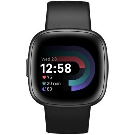 Fitbit Versa 4 Smartwatch Grafito con GPS, Pantalla Táctil, Monitor de Frecuencia Cardíaca y SpO2, Resistente al Agua 50m