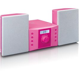 Lenco MC-013 Radio FM Digital con Reproductor CD, MP3 y Entrada Auxiliar Rosa para Mesa