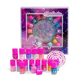 Martinelia 85428 Set de Uñas Galaxy Dreams con 16 Esmaltes de Colores y Gemas Adhesivas para Decorar Uñas - para Niñas +4 años