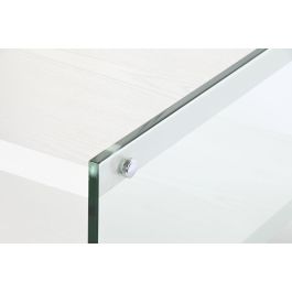 DKD Home Decor Green house 21 Mesa Centro Moderno Blanco Transparente Cristal y MDF 130 x 65 x 35.5 cm