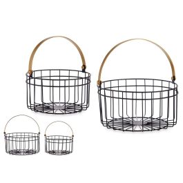 Set 2 Cestas Redondas Negras con Asa Dorada Giftdecor 25x27 cm y 20x22.5 cm Precio: 11.49999972. SKU: S3609601