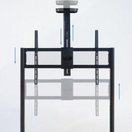 TooQ FS20208M-B Soporte de Suelo Móvil con Ruedas para TV 55-100", hasta 120kg. Altura Ajustable, Bandejas, Gestión de Cables, Acero Negro.
