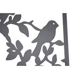 DKD Home Decor Decoración Pared Metálica Shabby con Pájaros Negro 90x70 cm Set de 2 Piezas