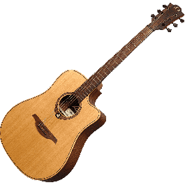 Lag Guitarra Acústica Dreadnought Cutaway Tramontane 170 A/E Natural con Tapa de Cedro, Fondo y Aros de Khaya, Acabado Satinado y Electrónica Astro-Lag