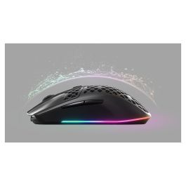 SteelSeries Aerox 3 2022 - Ratón Gaming Inalámbrico, Óptico 8500 DPI, 59g, RGB, USB-C, IP54, Negro