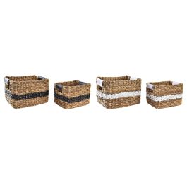 Cesta Colonial DKD Home Decor Negro Blanco 25 x 20 x 32 cm Set de 2 (2 Unidades)