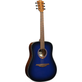 LAG Guitarra Acústica Dreadnought Edición Limitada Blue Burst Azul Tapa Cedro Rojo Macizo Mástil Caoba