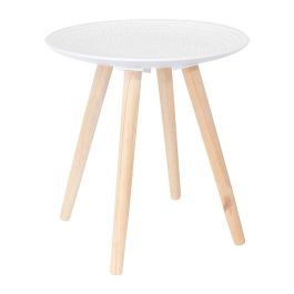 Home Deco Factory Juego de 2 Mesas Nido Mirage con Relieve Blancas MDF Pino 49.5 cm