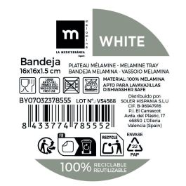 Bandeja Melamina White 16x16x1.5 cm La Mediterrane - Inde (24 Unidades) Bandeja Melamina White 16x16x1.5 cm La Mediterrane - Inde (24 Unidades)
