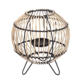 DKD Home Decor Portavela Urban de Metal y Ratán Blanco Marrón 22 x 23 x 22 cm (4 Unidades)