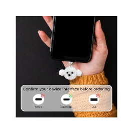 Wondee Charm Funny Protege y Decora, Accesorio para Móvil con Colgante, Protector de Puerto Type-C o Lightning contra Polvo, para Smartphone - Referencia: Lightning dog