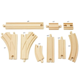 Brio World 33402 Intermediate Evolution Box - Caja de Rieles de Madera para Circuitos, 16 Piezas, a partir de 3 años