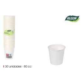 Set de 30 vasos blancos de cartón 80 cc Algon (24 Unidades) Precio: 20.50000029. SKU: B1K7YZX6YN