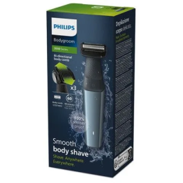 Philips Bodygroom Series 3000 BG3027/ Recortador Corporal, Batería, 3 Accesorios, Uso en Seco y Húmedo, 60min Uso