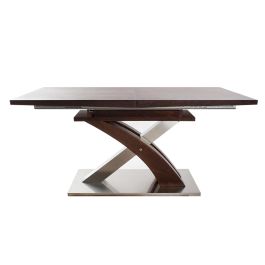 DKD Home Decor Mesa Extensible Marron Oscuro Plateado Acero MDF 90 x 77 x 160 cm