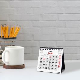 Finocam XXS-110x100 mm Mv Neutro Calendario de Sobremesa Anual Números Grandes 2026, con Espiral Doble
