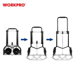 Workpro Carrito de transporte plegable, capacidad carga máxima 100 kg, base 47.5 x 25 cm, altura regulable