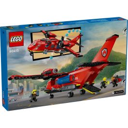 LEGO 60413 Avión de Rescate de Bomberos City con Función de Lanzamiento de Agua, 3 Minifiguras y Escena de Fuego - Juguete Infantil