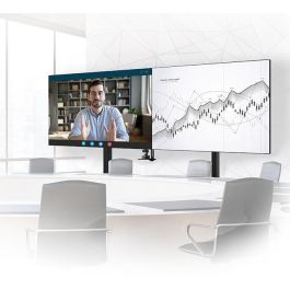 B-Tech BT8528 Soporte de Suelo Premium para Doble Pantalla XXL, Videoconferencia, VESA 1000x800, con Gestión de Cables y Ajustable