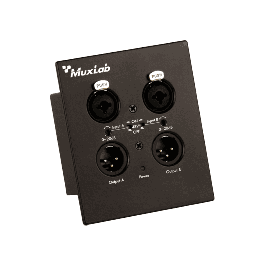 MUXLAB Wallplate XLR a Dante de 2 Canales PoE Negro
