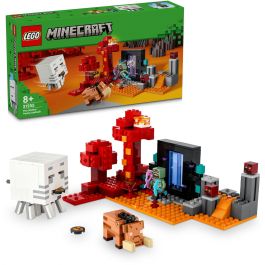 LEGO 21255 Minecraft Nether Portal Ambush, Juguete de Construcción con Escenas de Batalla, Minifiguras y Figura de Hoglin