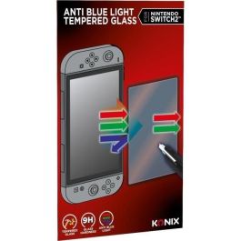 Konix 3328170304405 Protector de pantalla de vidrio templado para Nintendo Switch 2, Anti-luz azul, Anti-burbujas, Dureza 9H