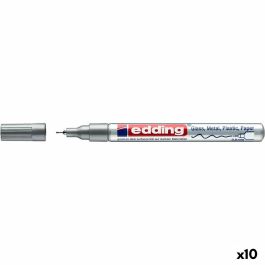 Edding Marcador Permanente 780 Plata - Punta Fina 0.8 mm para Metal, Plástico, Vidrio (Pack 10 Unidades) (10 Unidades)