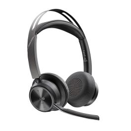 Poly 9T9J6AA Auriculares Inalámbricos Voyager Focus 2 Teams, ANC, Micrófono Acoustic Fence, Bluetooth, Negro. Adaptador USB-C/A + Soporte Carga.