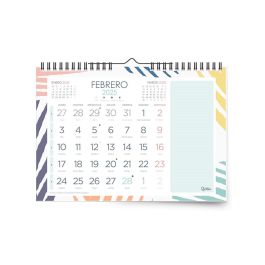 Calendario Espiral Pared Liderpapel Joven 2025 Numeros Grandes 44x32 cm Papel 128 gr Con Pegatinas