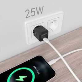 AISENS - CARGADOR GaN 25W, 1xUSB-C PD3.0 QC4.0, NEGRO