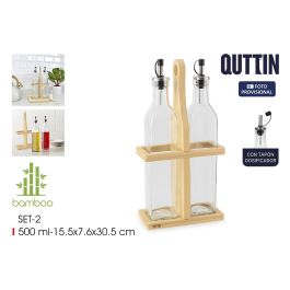 Set de 2 aceiteras de vidrio con soporte de bambú 500 ml - Quttin por Inde (12 Unidades) Precio: 101.50000058. SKU: B1AYA6R4VP