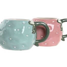 DKD Home Decor Taza Shabby Azul Celeste Rosa 11 x 9 x 16 cm (4 Unidades)