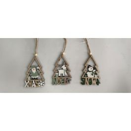DKD Home Decor Decoración Colgante Navidad Moderna MDF, 24 Unidades, Colores Surtidos Verde, Natural y Blanco, 0.5x7.7x12 cm Precio: 19.0938. SKU: B18H8CB24G