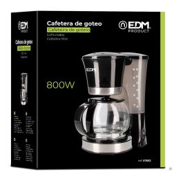 Edm Cafetera de goteo 12 tazas 800W, 1.2L, función anti-goteo, filtro lavable, termorretensión