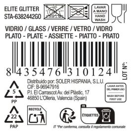 Inde Bajoplato de Vidrio 31 cm Elite Glit Oro Sta Clara - Plato de Servicio o Decoración 31.6 cm x 30.8 cm x 1.6 cm (6 Unidades)